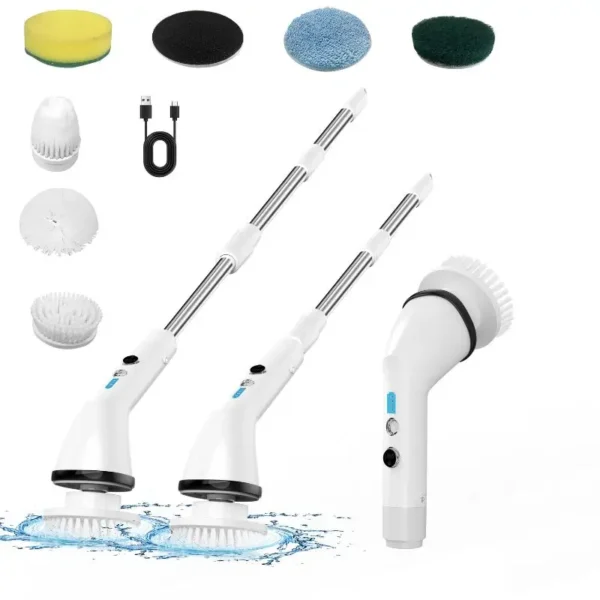 China Wholesale S1 Cordless Rechargeable Electric Spin Scrubber: 6 Brushes & Extendable Handle for Bathroom, Kitchen, Car Cleaning - Image 3