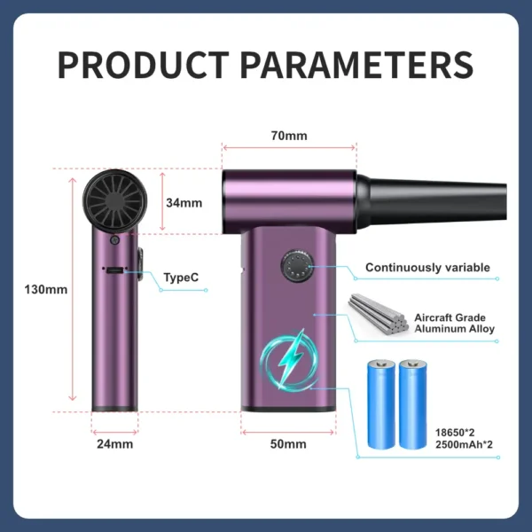 parameters of AD56 Cordless Turbo Jet Fan Air Duster